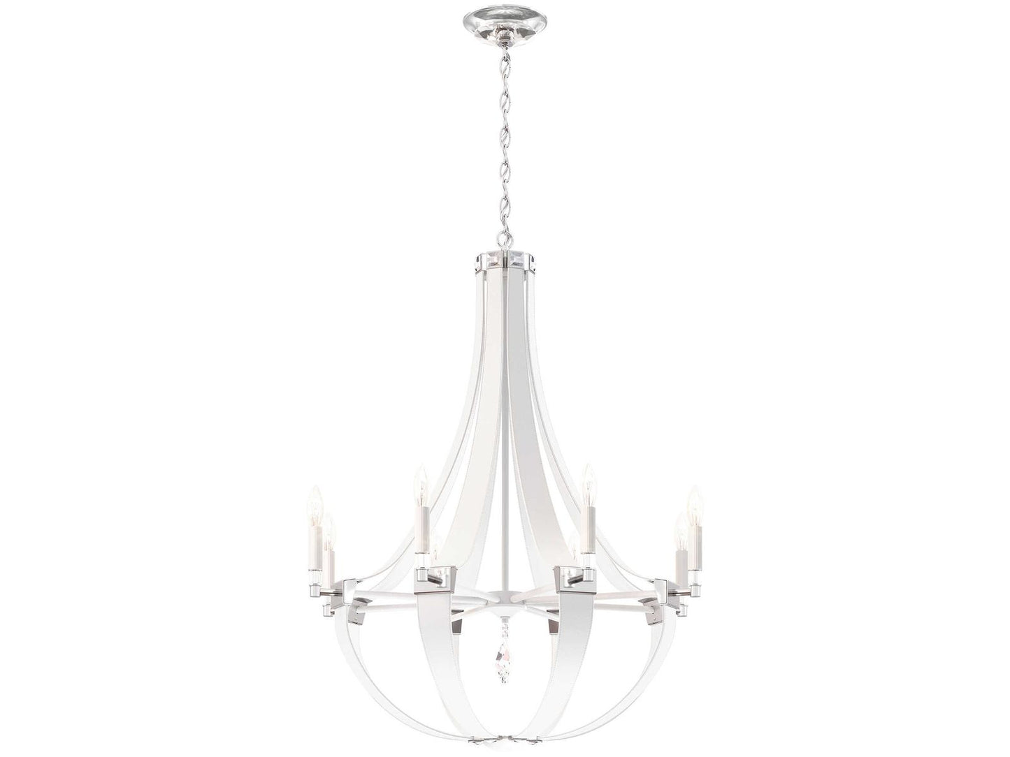 Schonbek Crystal Empire 8-Light Candelabra Chandelier in White Pass Leather
