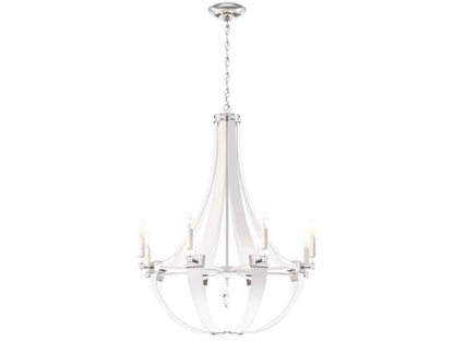 Schonbek Crystal Empire 8-Light Candelabra Chandelier in White Pass Leather