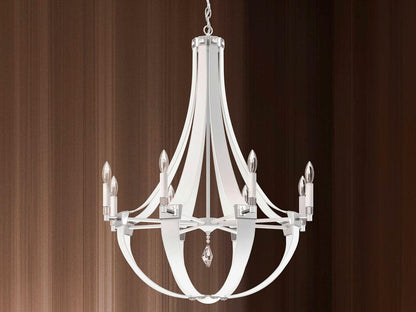 Schonbek Crystal Empire 8-Light Candelabra Chandelier in White Pass Leather