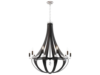 Schonbek Crystal Empire 10-Light Black Leather Chandelier with Radiance Crystal