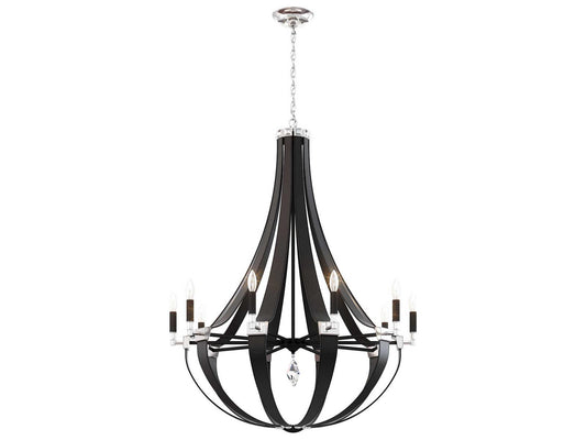 Schonbek Crystal Empire 10-Light Black Leather Chandelier with Radiance Crystal