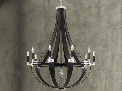 Schonbek Crystal Empire 10-Light Black Leather Chandelier with Radiance Crystal