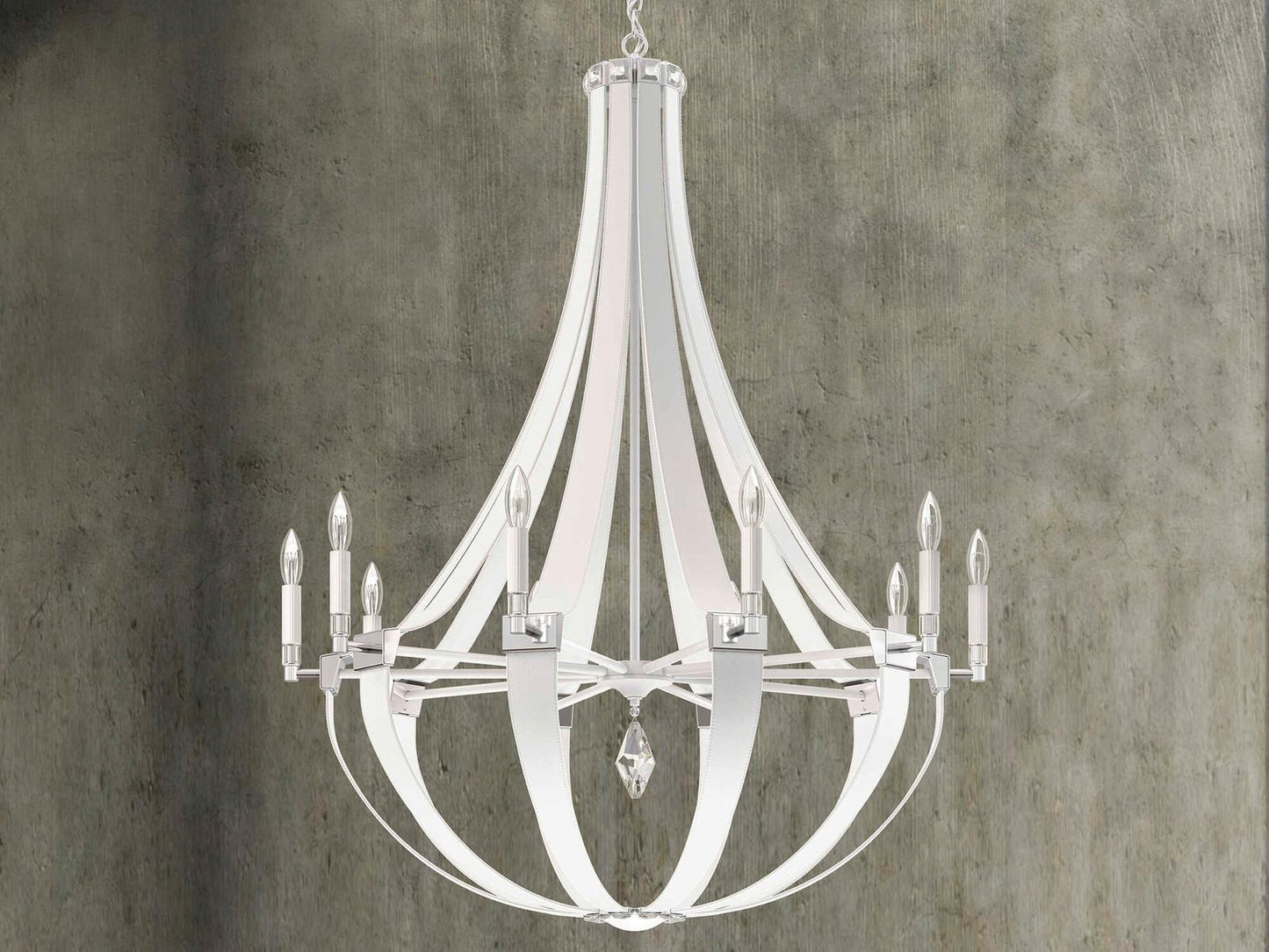 Schonbek Crystal Empire 10-Light Chandelier in White Pass with Radiance Crystal