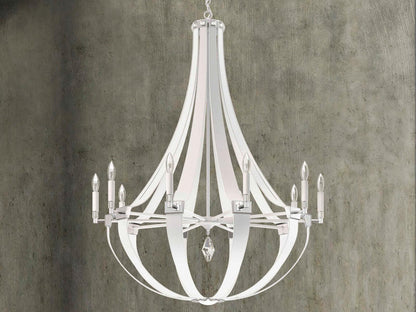 Schonbek Crystal Empire 10-Light Chandelier in White Pass with Radiance Crystal