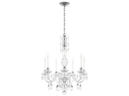 Schonbek Hamilton Nouveau 7-Light Crystal Chandelier in Polished Silver with Heritage Handcut Crystal