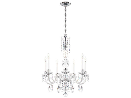 Schonbek Hamilton Nouveau 7-Light Crystal Chandelier in Polished Silver with Heritage Handcut Crystal