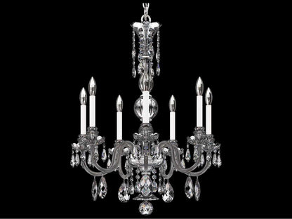Schonbek Hamilton Nouveau 7-Light Crystal Chandelier in Polished Silver with Heritage Handcut Crystal