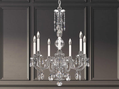 Schonbek Hamilton Nouveau 7-Light Crystal Chandelier in Polished Silver with Heritage Handcut Crystal