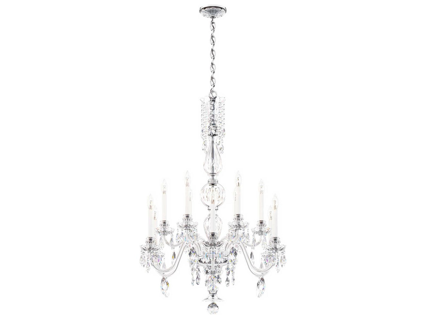 Schonbek Hamilton Nouveau 12-Light Crystal Candelabra Chandelier in Polished Silver