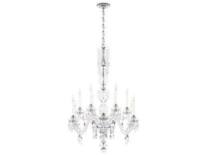 Schonbek Hamilton Nouveau 12-Light Crystal Candelabra Chandelier in Polished Silver