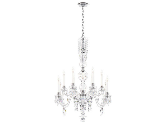 Schonbek Hamilton Nouveau 12-Light Crystal Candelabra Chandelier in Polished Silver