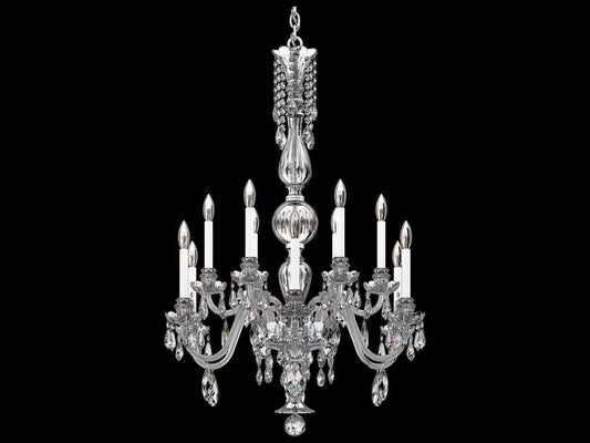 Schonbek Hamilton Nouveau 12-Light Crystal Candelabra Chandelier in Polished Silver
