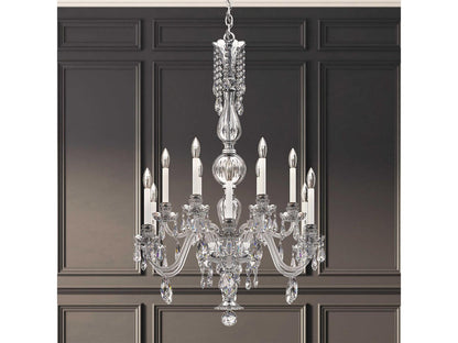 Schonbek Hamilton Nouveau 12-Light Crystal Candelabra Chandelier in Polished Silver
