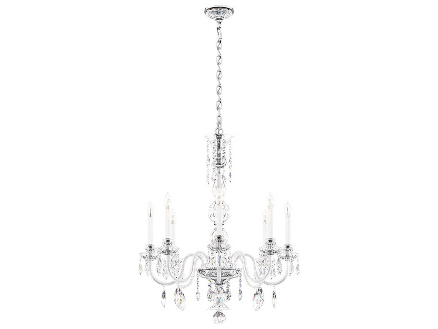 Schonbek Hamilton Nouveau 8-Light Crystal Chandelier in Polished Silver