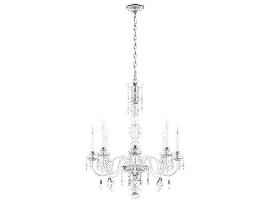 Schonbek Hamilton Nouveau 8-Light Crystal Chandelier in Polished Silver
