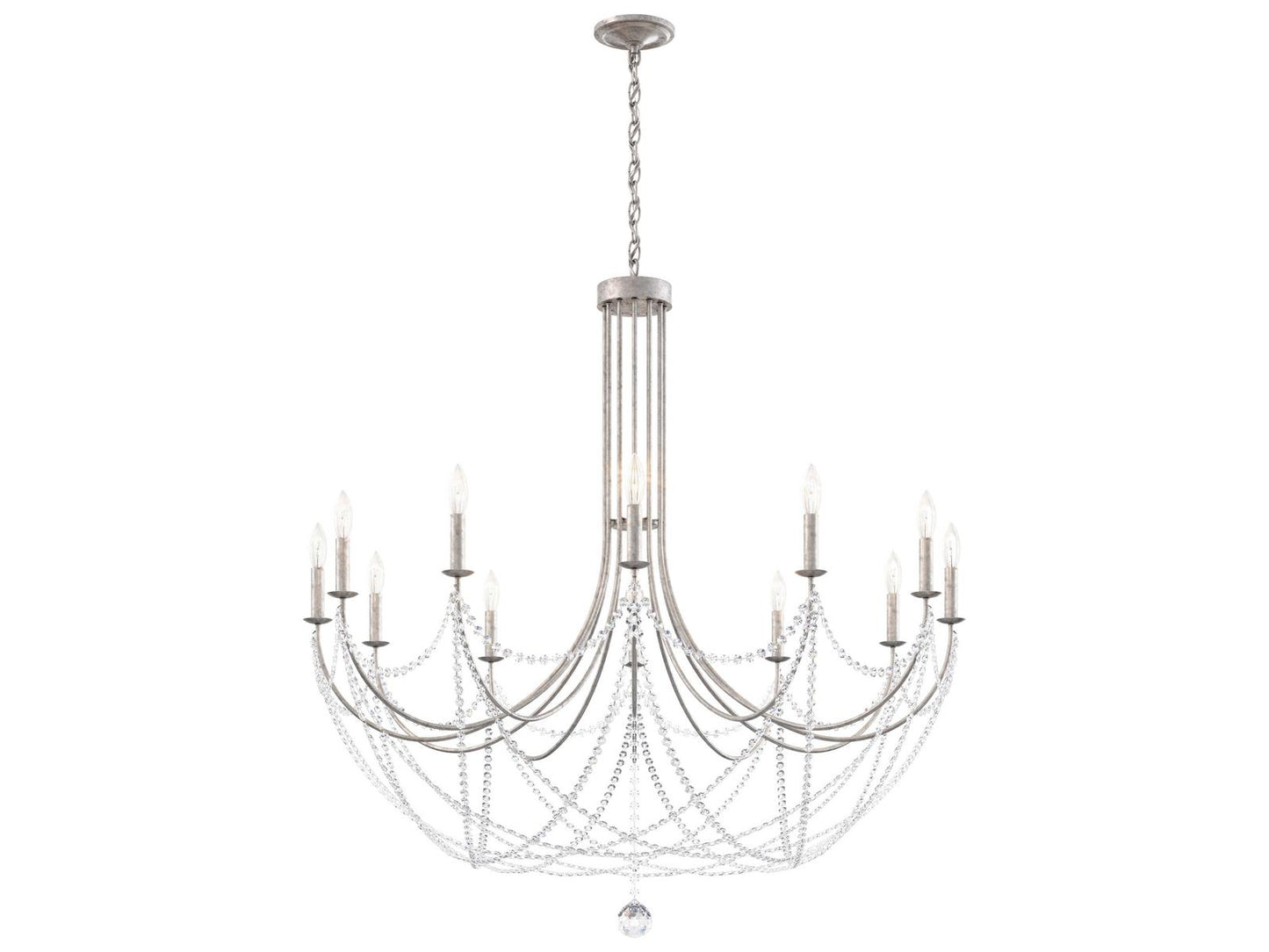 Schonbek 12-Light Verdana Candelabra Chandelier in Antique Silver with Optic Crystal