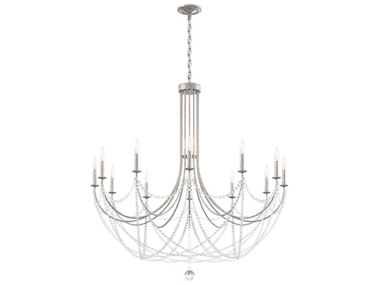 Schonbek 12-Light Verdana Candelabra Chandelier in Antique Silver with Optic Crystal