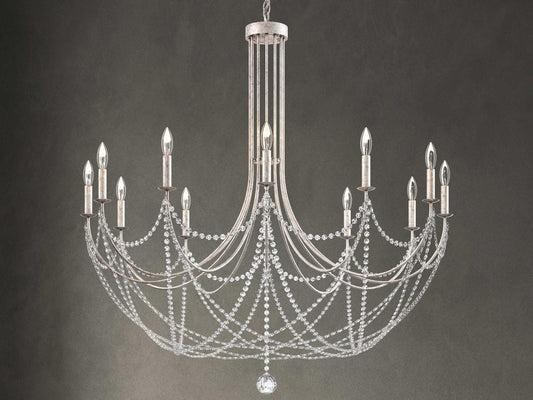 Schonbek 12-Light Verdana Candelabra Chandelier in Antique Silver with Optic Crystal