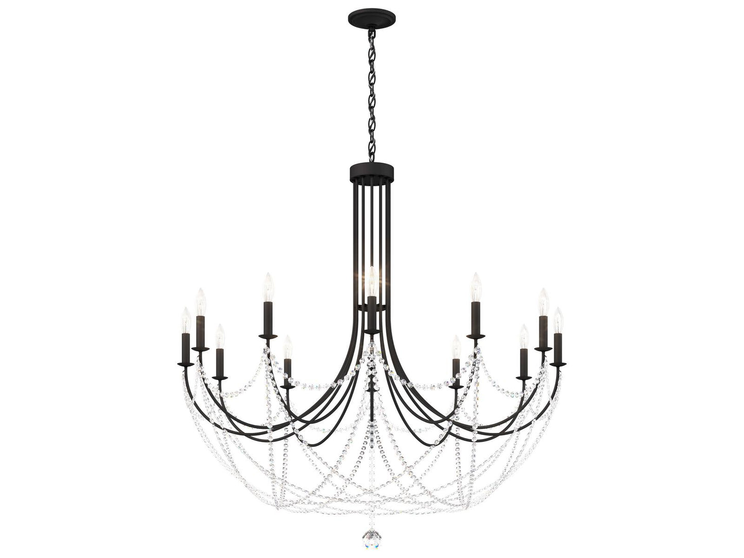Schonbek Verdana 12-Light Black Crystal Candelabra Chandelier