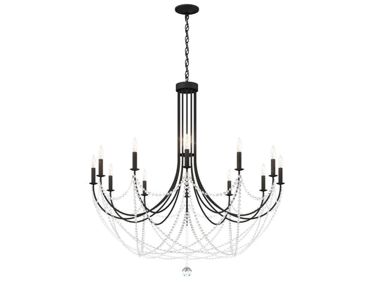 Schonbek Verdana 12-Light Black Crystal Candelabra Chandelier