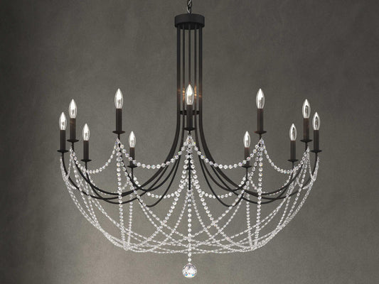 Schonbek Verdana 12-Light Black Crystal Candelabra Chandelier