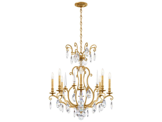Schonbek Renaissance Nouveau 8-Light Heirloom Gold Crystal Candelabra Chandelier