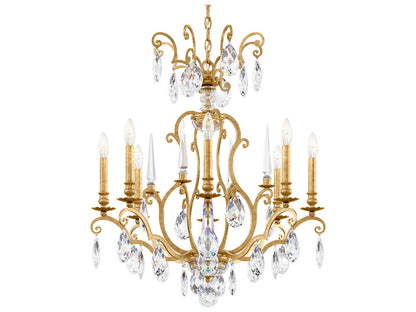 Schonbek Renaissance Nouveau 8-Light Heirloom Gold Crystal Candelabra Chandelier