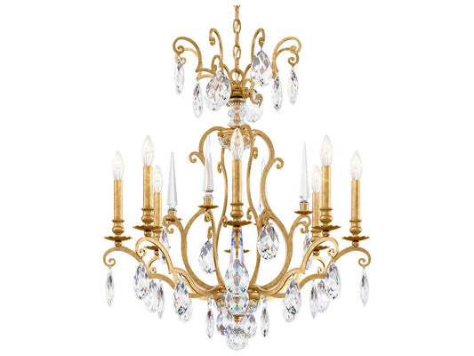 Schonbek Renaissance Nouveau 8-Light Heirloom Gold Crystal Candelabra Chandelier