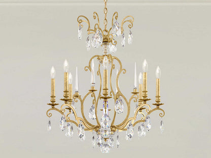 Schonbek Renaissance Nouveau 8-Light Heirloom Gold Crystal Candelabra Chandelier