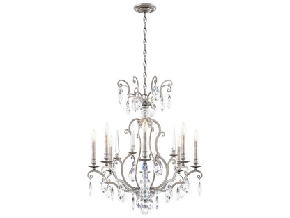 Schonbek Renaissance Nouveau 8-Light Antique Silver Crystal Candelabra Chandelier
