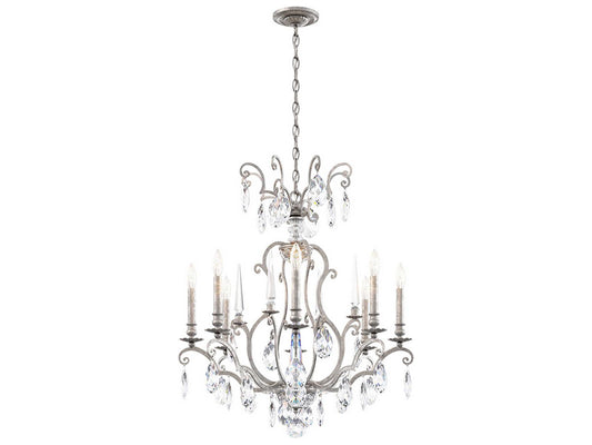 Schonbek Renaissance Nouveau 8-Light Antique Silver Crystal Candelabra Chandelier