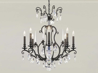 Schonbek Renaissance Nouveau 8-Light Black Crystal Candelabra Chandelier