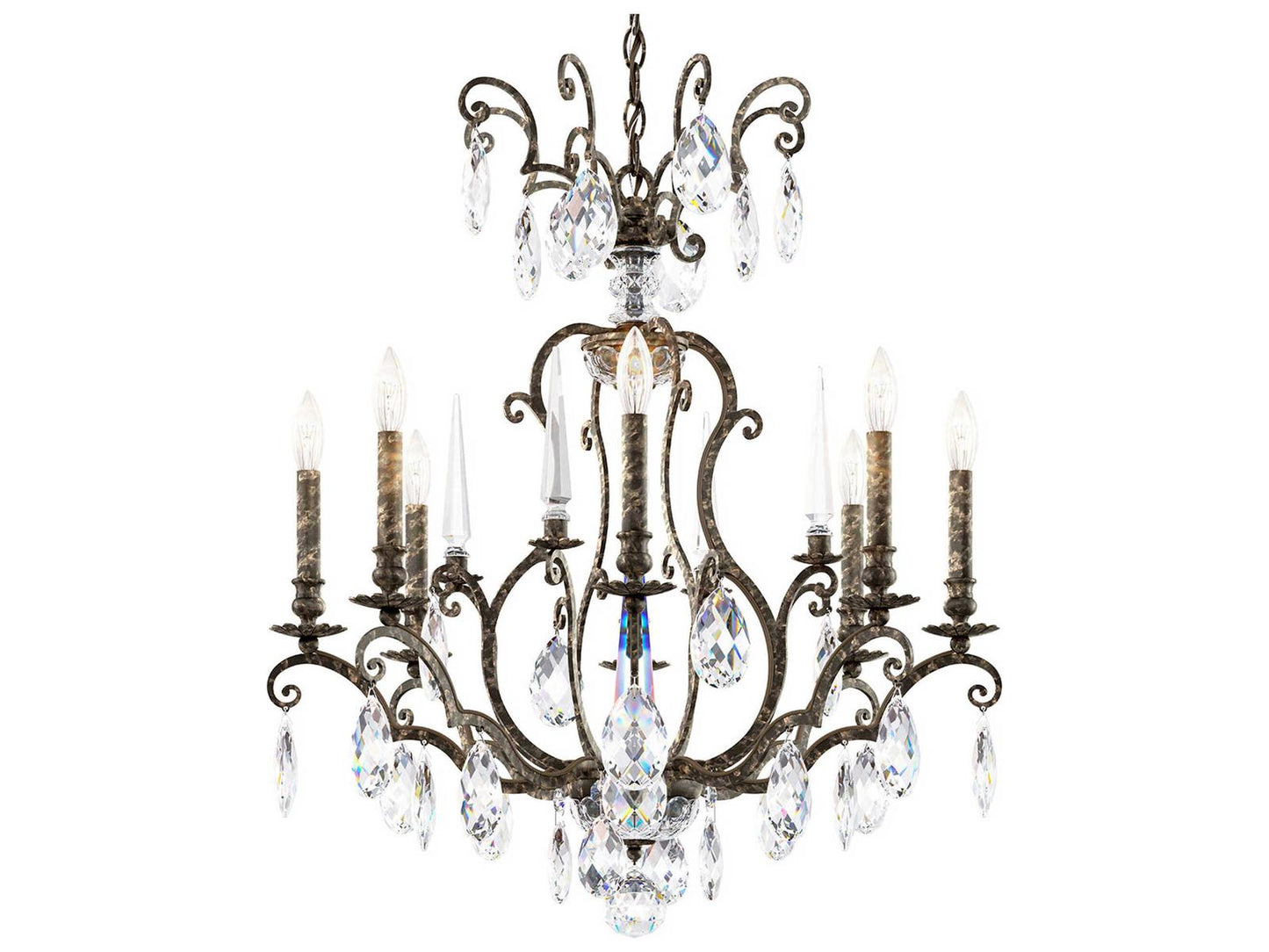 Schonbek 8-Light Renaissance Nouveau Candelabra Chandelier in Heirloom Bronze