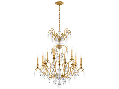 Schonbek Renaissance Nouveau 12-Light 2-Tier Chandelier in Heirloom Gold with Heritage Crystal