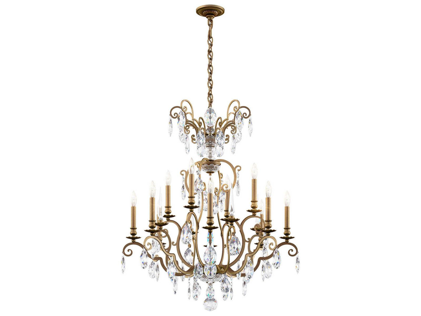 Schonbek Renaissance Nouveau 12-Light Etruscan Gold Crystal Chandelier