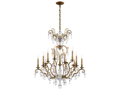 Schonbek Renaissance Nouveau 12-Light Etruscan Gold Crystal Chandelier