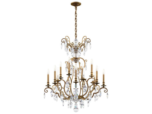 Schonbek Renaissance Nouveau 12-Light Etruscan Gold Crystal Chandelier