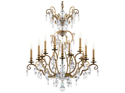 Schonbek Renaissance Nouveau 12-Light Etruscan Gold Crystal Chandelier