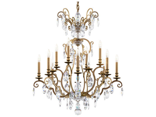 Schonbek Renaissance Nouveau 12-Light Etruscan Gold Crystal Chandelier