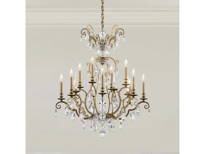 Schonbek Renaissance Nouveau 12-Light Etruscan Gold Crystal Chandelier