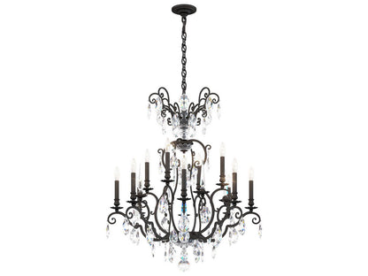 Schonbek Renaissance Nouveau 12-Light Black Crystal Candelabra Chandelier