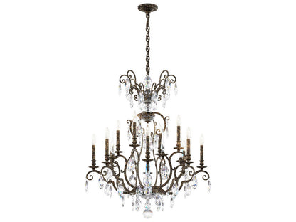 Schonbek Renaissance Nouveau 12 8-Light Heirloom Bronze Crystal Candelabra Chandelier