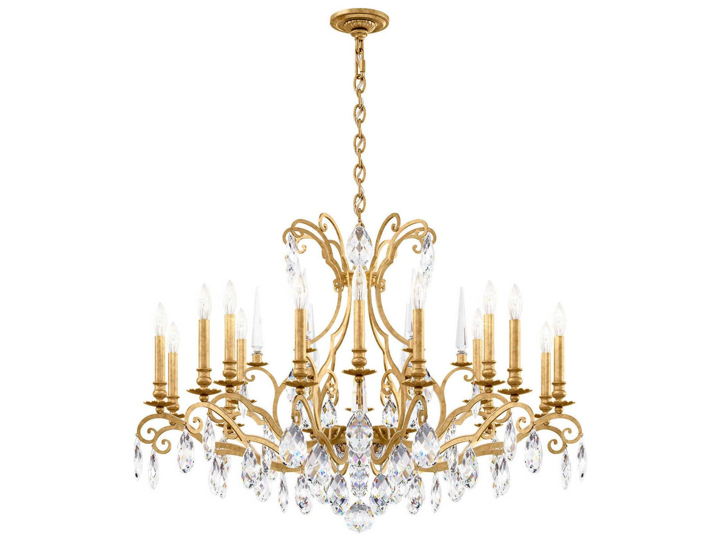 Schonbek Renaissance Nouveau 18-Light Crystal Chandelier in Heirloom Gold