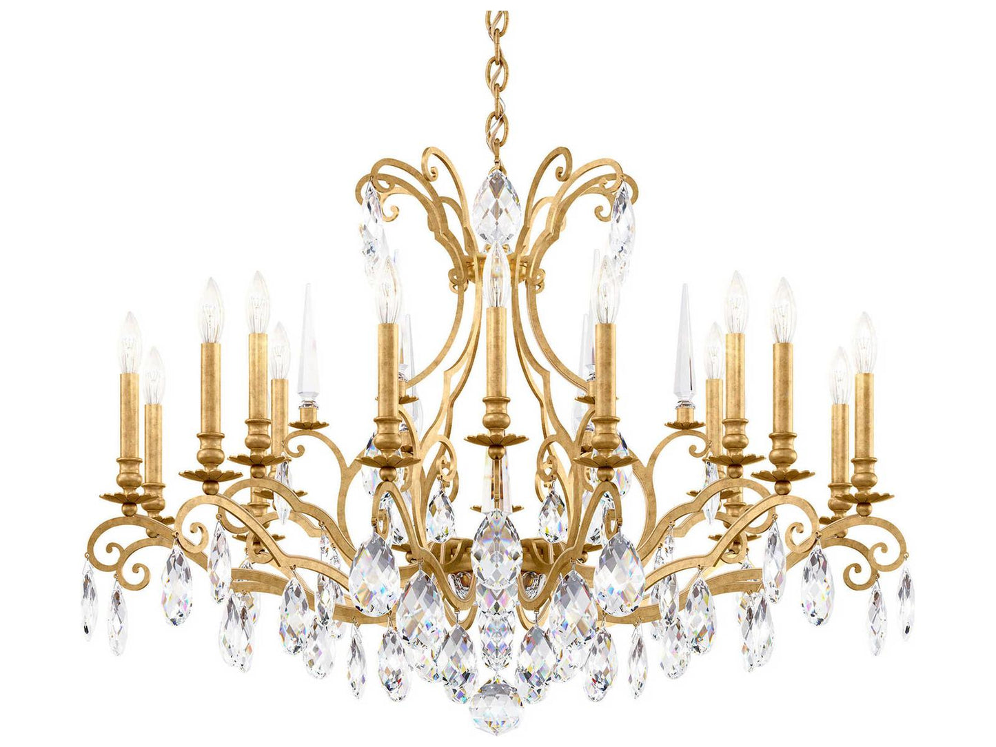 Schonbek Renaissance Nouveau 18-Light Crystal Chandelier in Heirloom Gold