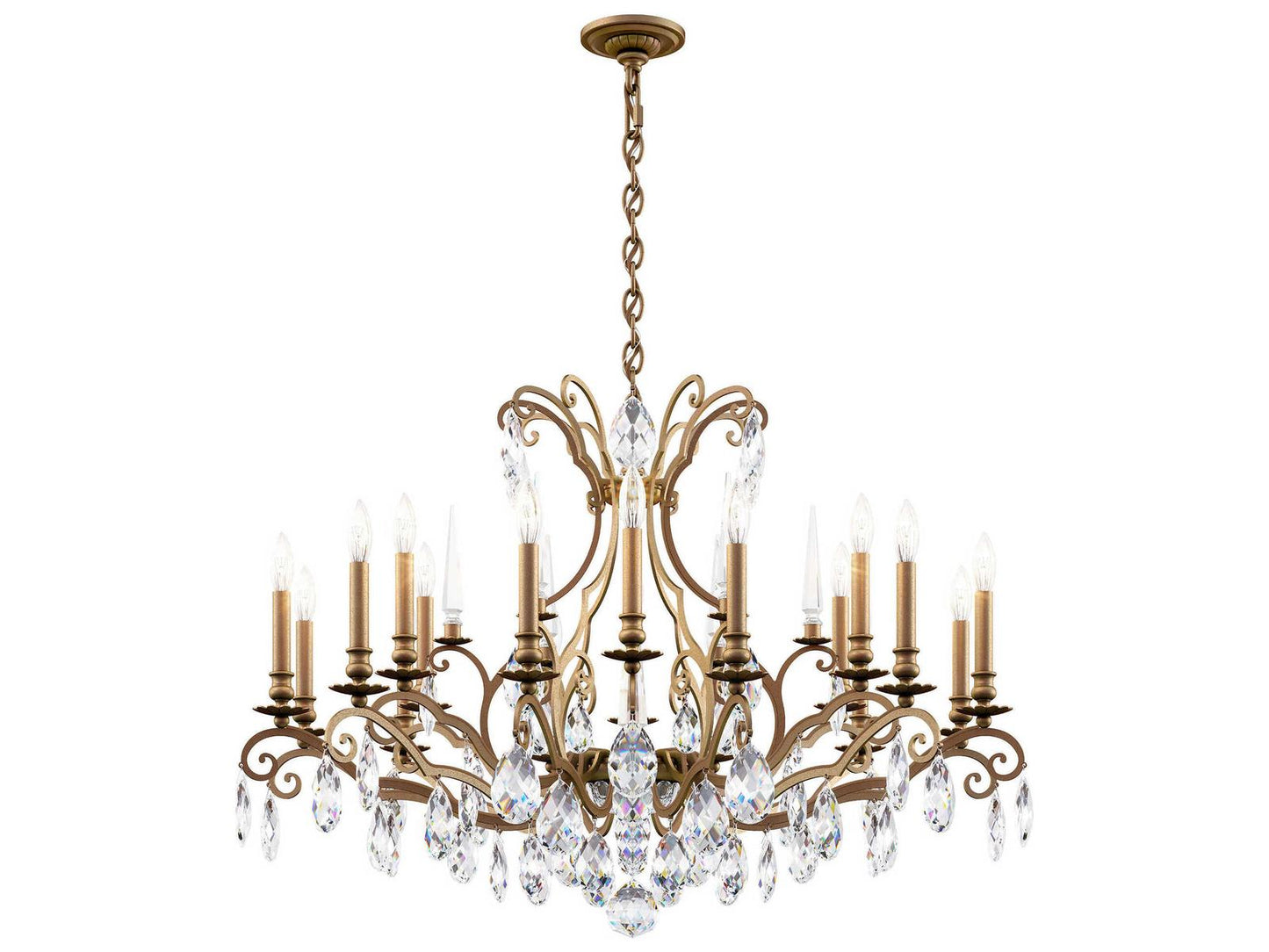 Schonbek Renaissance Nouveau 18-Light Crystal Chandelier in Etruscan Gold