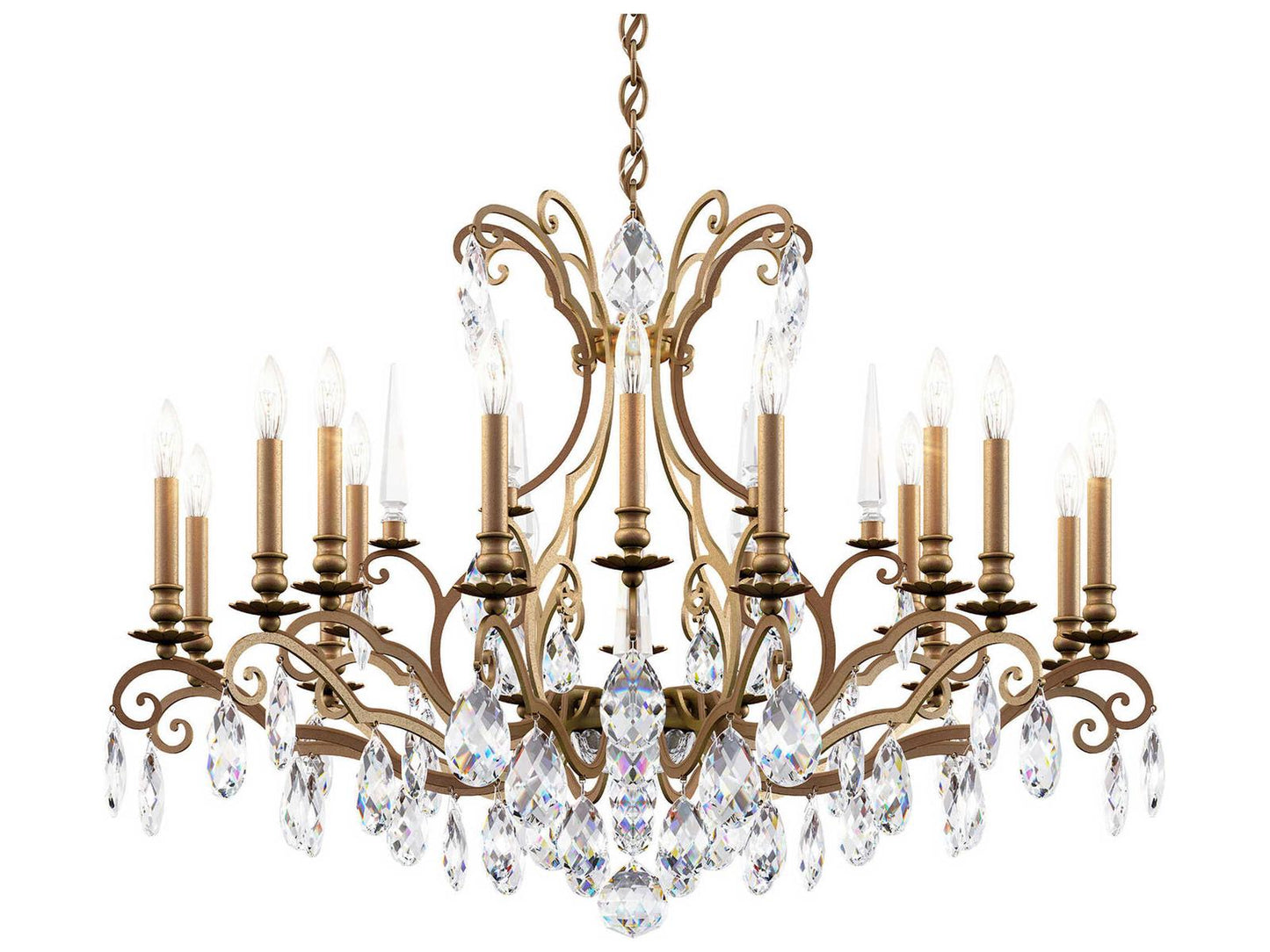 Schonbek Renaissance Nouveau 18-Light Crystal Chandelier in Etruscan Gold