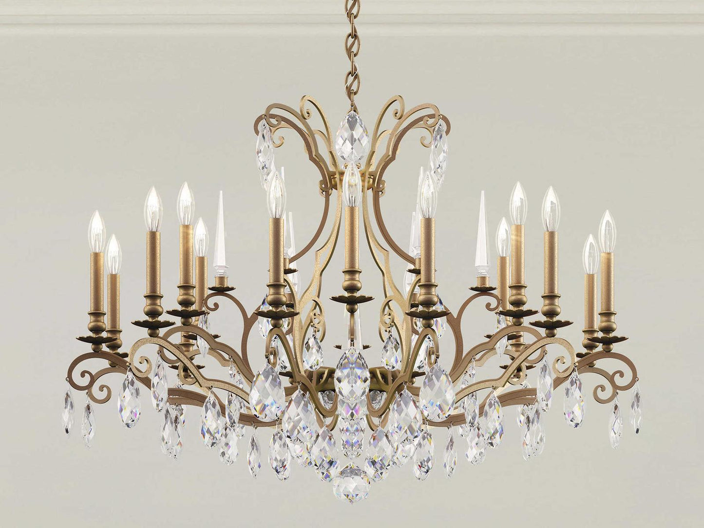 Schonbek Renaissance Nouveau 18-Light Crystal Chandelier in Etruscan Gold