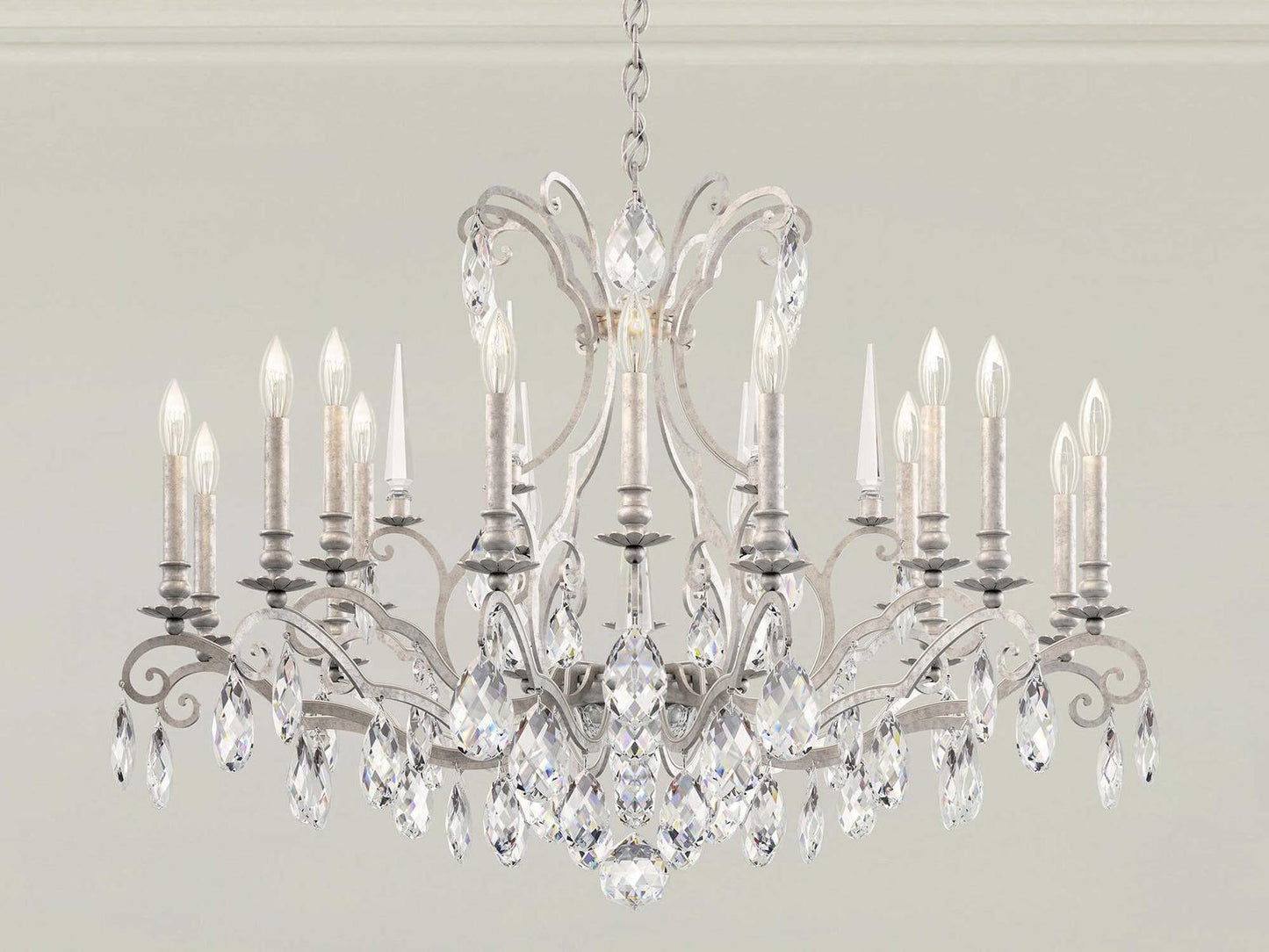 Schonbek Renaissance Nouveau 18-Light Grand Chandelier in Antique Silver