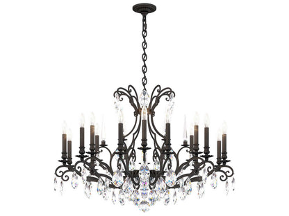 Schonbek Renaissance Nouveau 18-Light Candelabra Chandelier in Black with Heritage Crystal