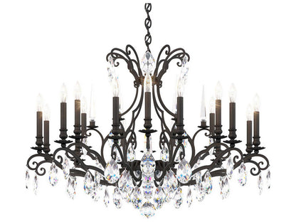 Schonbek Renaissance Nouveau 18-Light Candelabra Chandelier in Black with Heritage Crystal